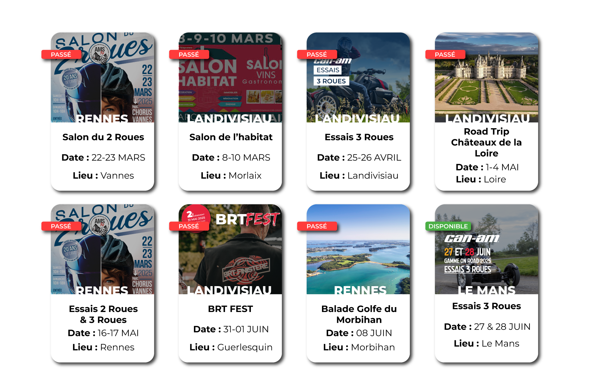 Événements passés et disponibles